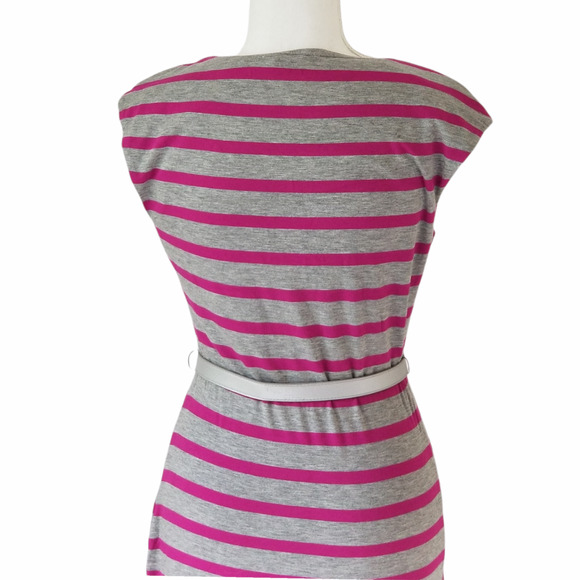 Calvin Klein Gray Fuchsia Stripe Dress Stretch Knit Women - Size 2 - Picture 4 of 6